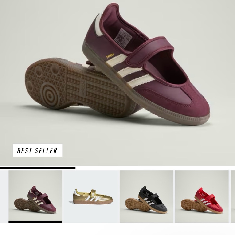 NEW adidas Samba Mary Jane Sneakers in Burgundy with White Stripes